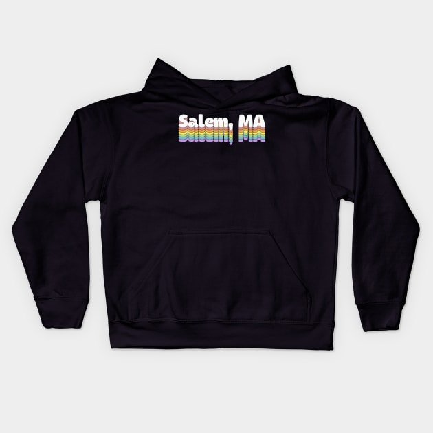 Salem, MA // Retro Typography Design Kids Hoodie by DankFutura